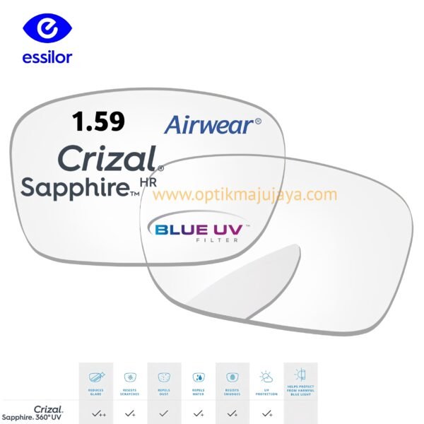 Lensa Essilor Crizal Sapphire Airwear 1.59 Aspheric