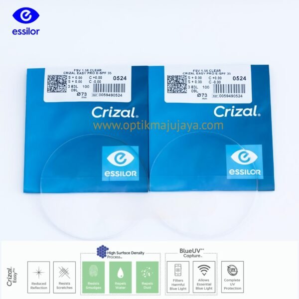 Lensa Essilor Super 1.56 Aspheric Crizal Easy Pro